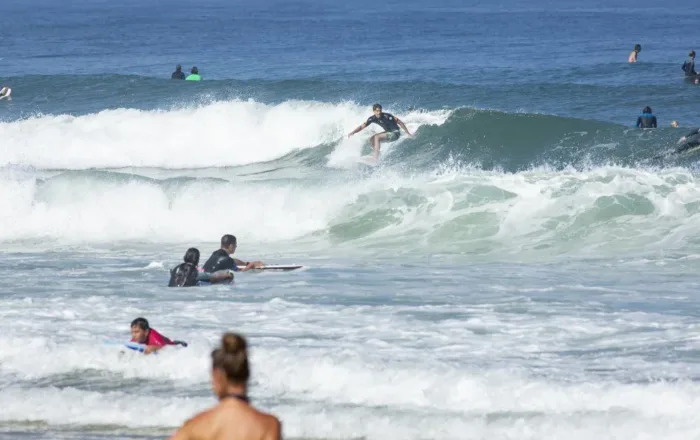 Surfing on marvellous sea waves in Vieux-Boucau-les-Bains