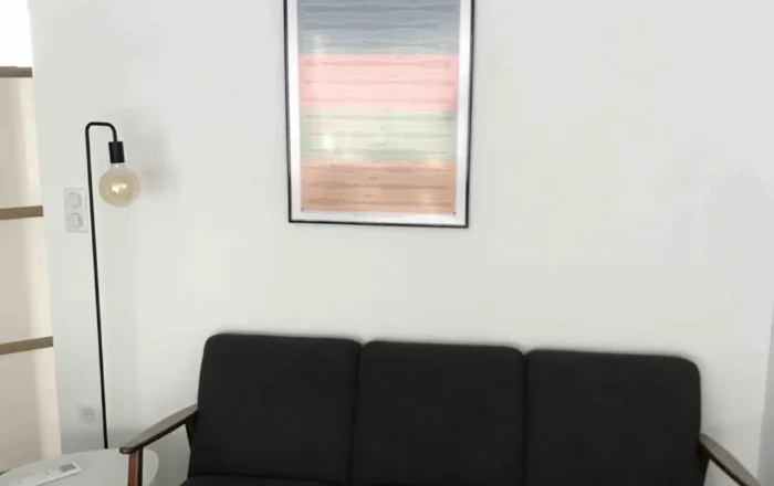 Living room with reversible air conditionner